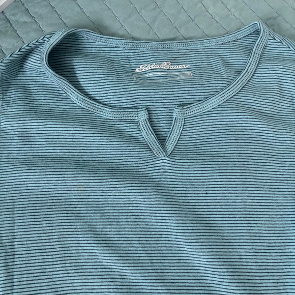 Eddie Bauer 3/4 Sleeve Notch Neck Tee Sz L - Picture 3 of 6